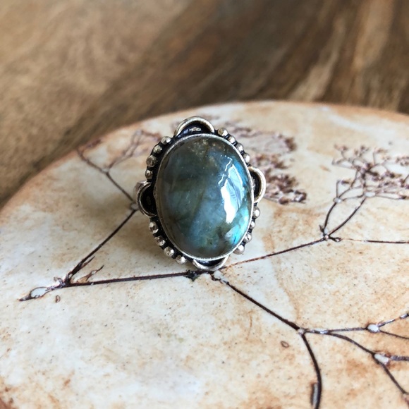VINTAGE Labradorite Sterling Silver Ring, 5 - Picture 4 of 12